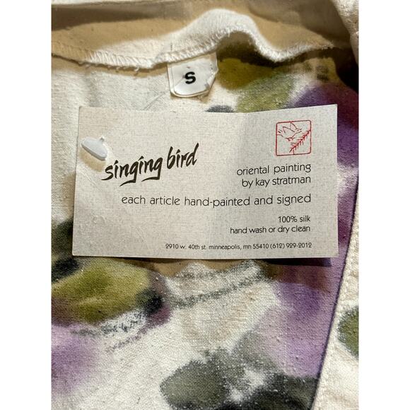 NWT One-of-a-Kind Oriental Painting by Kay Stratman "Singing Bird" 100% Silk - Picture 13 of 16